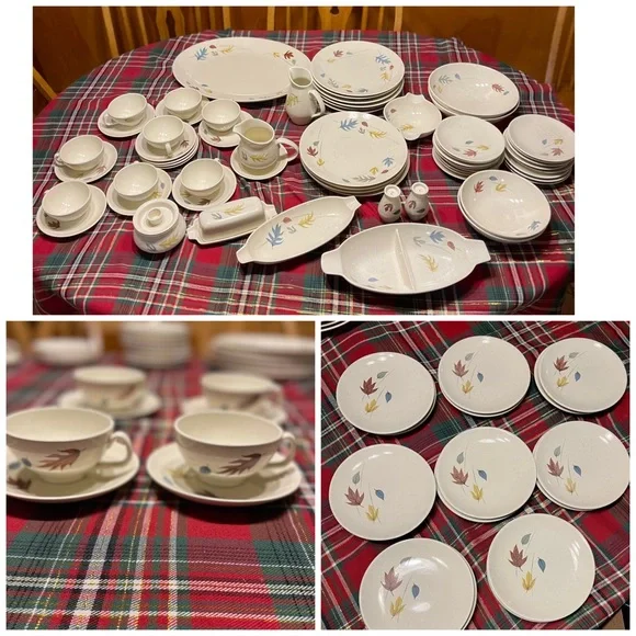 VINTAGE FRANCISCAN EARTHEN WARE AUTUMN LEAVES DISH SET OF 54!